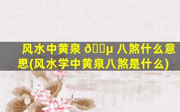 风水中黄泉 🌵 八煞什么意思(风水学中黄泉八煞是什么)